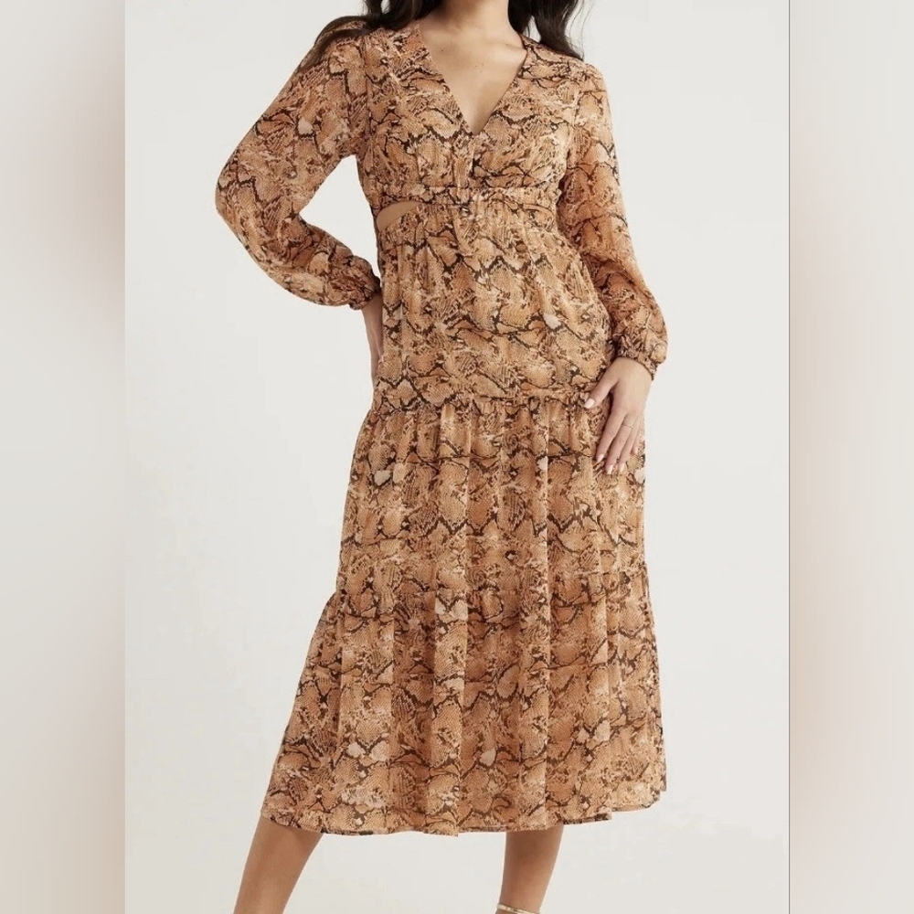 Sofia by Sofia Vergara Sexy Snake Print Long Sleeve Dress Size M NWT